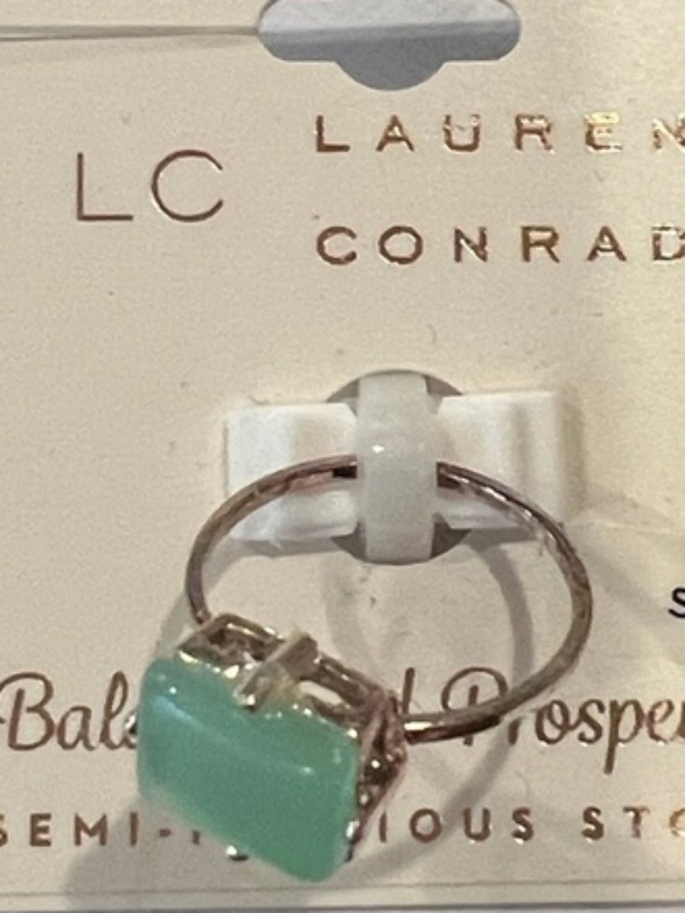 LC Lauren Conrad Rose Gold Ring with Mint Green Stone